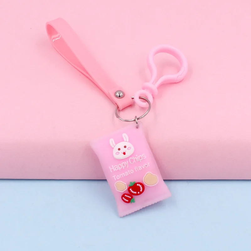 

Lovely Simulation Snack Potato Chip Keychain Colorful Candy Girl Heart Pendant Pendant Lady Gift Backpack Decoration Keyring