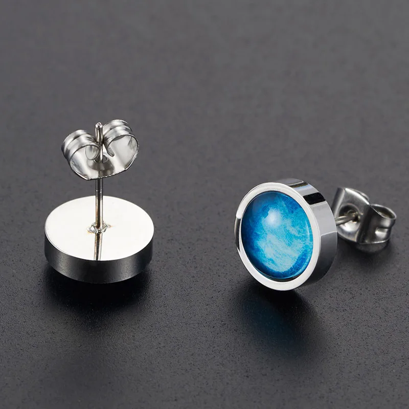 Синие Светящиеся в темноте серьги-гвоздики из двенадцати знаков зодиака для
