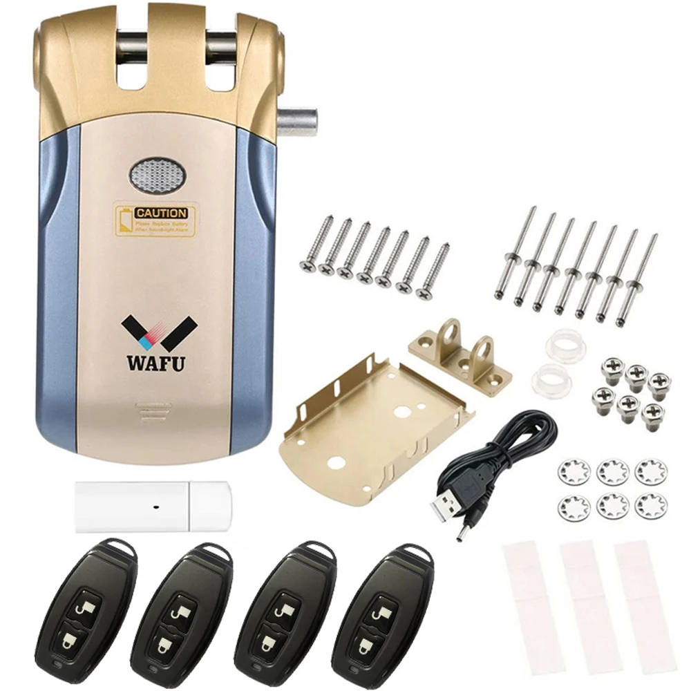 Золотой WAFU 018W Pro wifi умный дверной замок с дистанционным управлением замок безопасности Невидимый БЕСКЛЮЧЕВОЙ интеллектуальный замок iOS Android приложение разблокировка - Цвет: Золотой