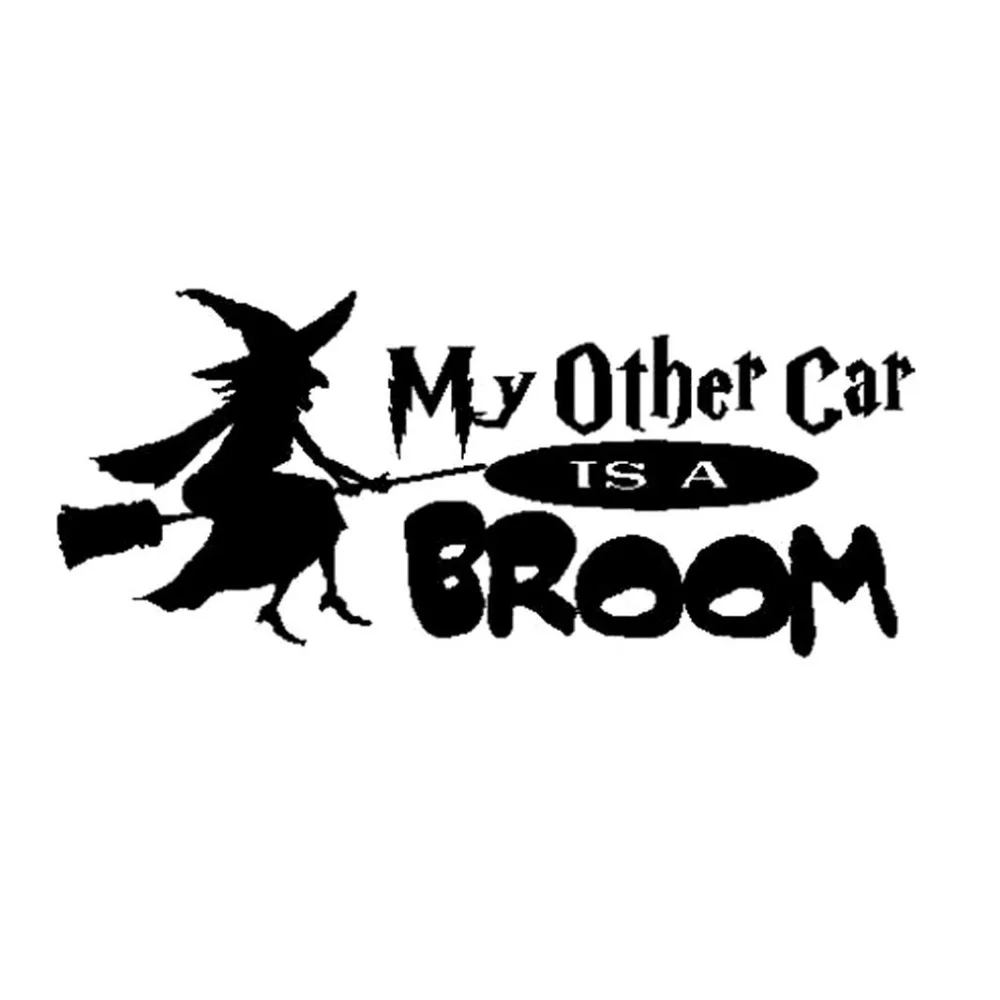 

Witch My Other Car Is Broom Car Applique High Quality Car Decoration Personality Pvc Waterproof Applique Black/white, 15cm*7cm