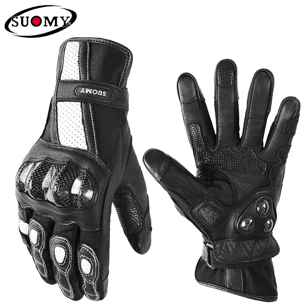 

SUOMY Motorcycle Gloves Leather Men Women Moto Riding Glove Vintage Long Cycling Gloves Off-Road Racing Equipment For Motorcycle