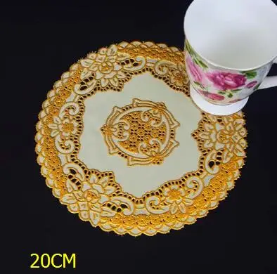 6pcs 6 шт. бронзовые кружева ПВХ коврик для столового стола Золотой подстаканник водонепроницаемый изоляционный коврик посуда принадлежности для ресторанов - Цвет: 6pcs