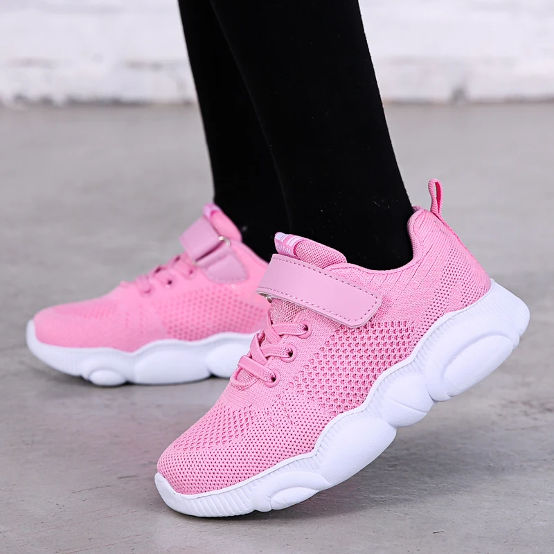 Новинка Дышащие Детские кроссовки обувь для бега модные девочек спортивная