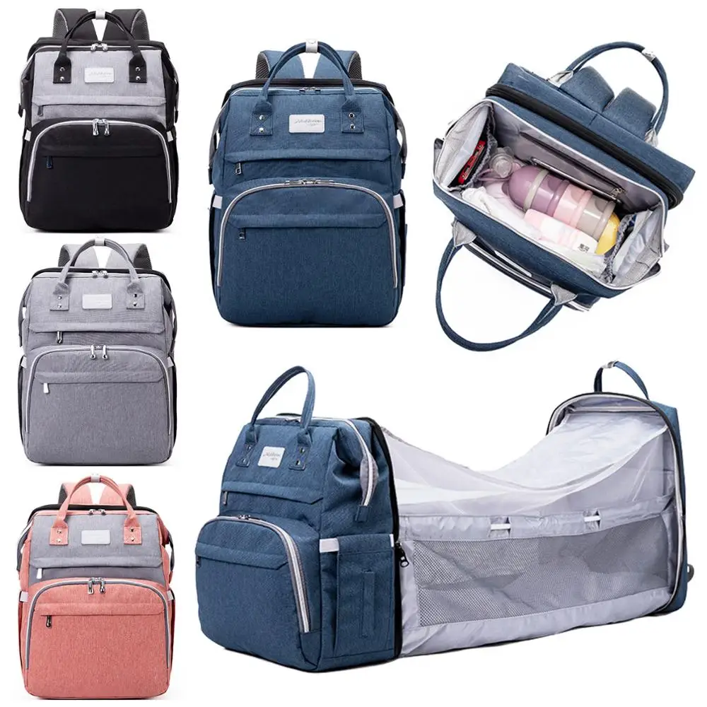 

Multifunctional Portable Large Mom Diaper Bag Folding Baby Travel Large Backpack Baby Bed Diaper Changing Table Pads For Outdoor