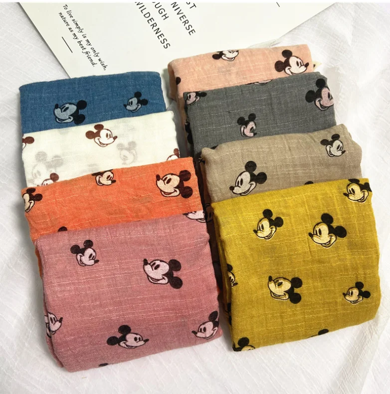 Модный детский шарф Disney шарфы с принтом Микки Мауса шейный платок из хлопка и