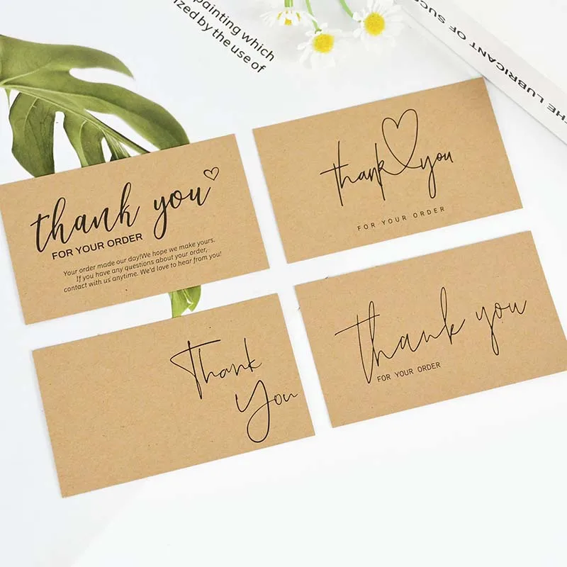 50Pcs Thank You For Your Order Card Kraft Paper Thank You Card Customer Greeting Tags For Business Purchase Gift Packing Decor