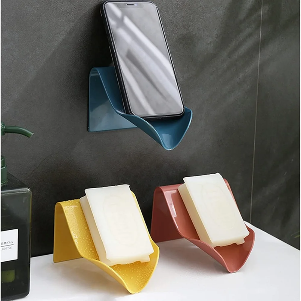 

1/2/4PCS Creative Drain Soap Holder Wall Mounted Soap Storage Box Bathroom Drain Sink Shelf Strong Adhesive Seamless Soap Box