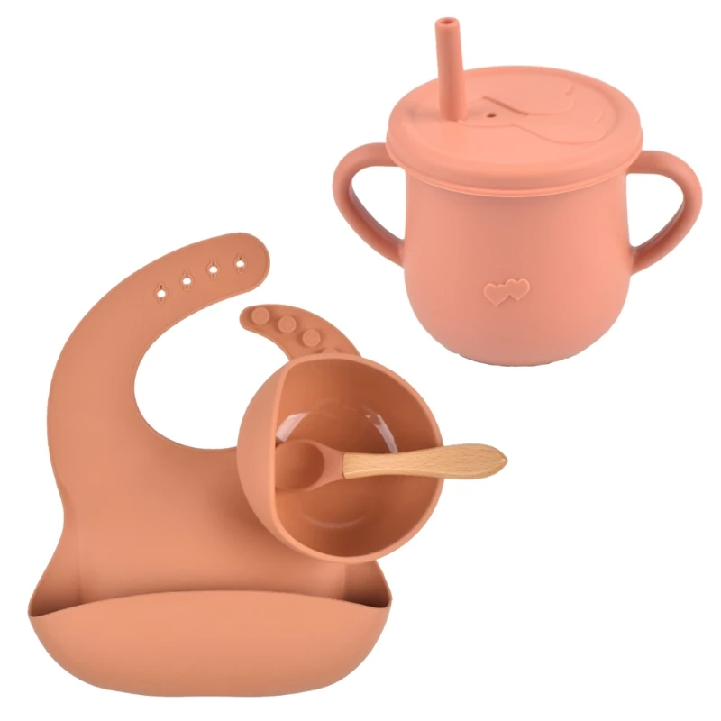 Silicone Dinner Plate Set Toddler Dining Containing Material Baby Suction Bowl Spoon Bib and Cup 29EA | Дом и сад