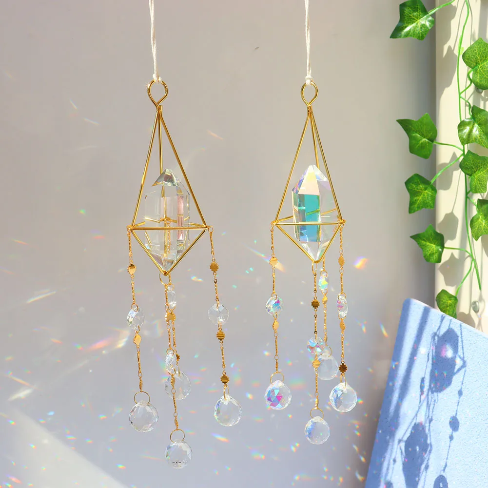 

Crystal Windchime Ornaments Hexagon Metal Sun Pendant Window Craft Outdoor Garden Hanging Sun Catchers Home Bedroom Decor