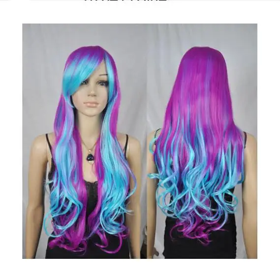 Sush ##@@ 0028704 + синий Фиолетовый Разноцветные длинные волнистые Косплэй костюм