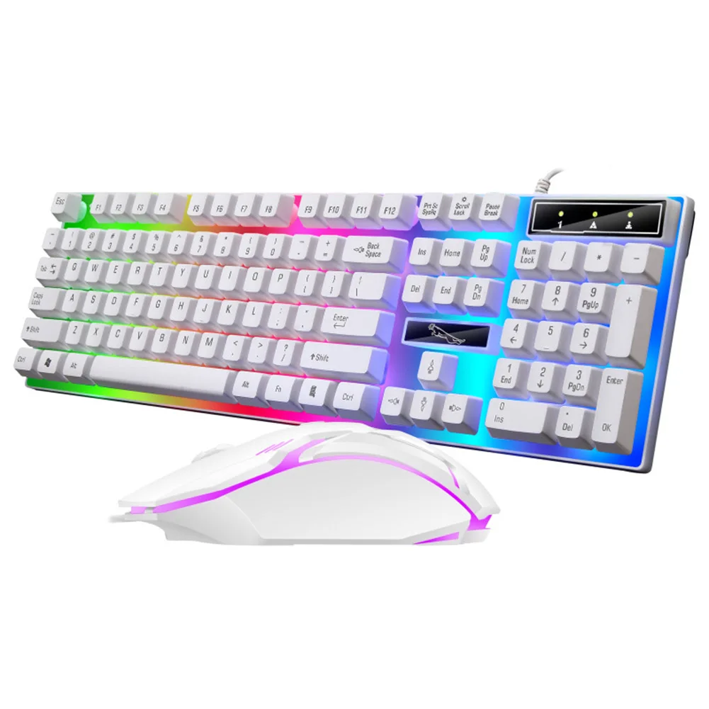 

Проводная игровая клавиатура и мышь набор Красочный светодиодный USB игровая клавиатура с подсветкой мышь для ноутбука ПК геймеров UY8