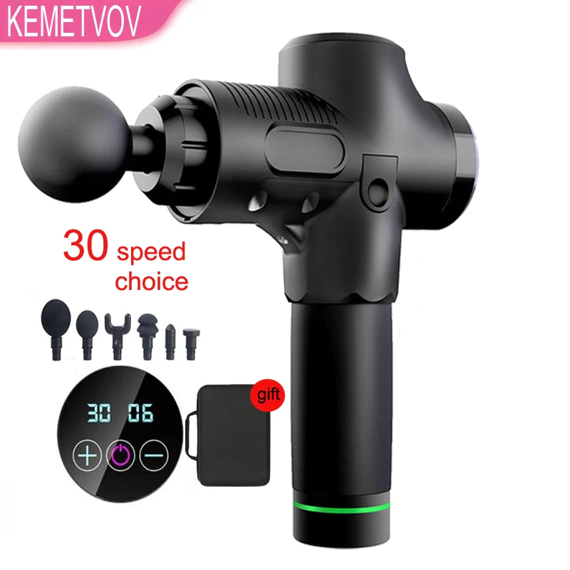 Массажный пистолет беспроводной перкуссионный массажер тихий мощный 6 головок