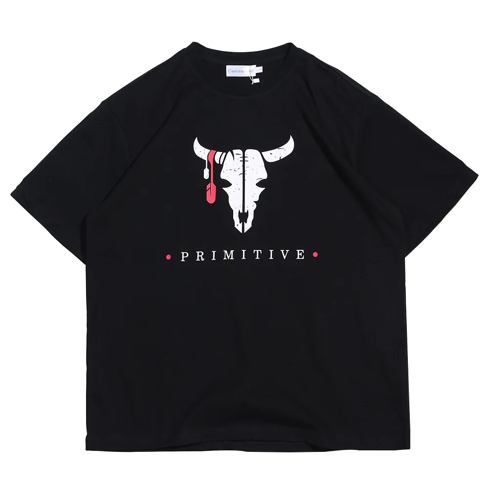 

Футболка мужская с коротким рукавом и круглым вырезом, Повседневная Свободная хлопковая рубашка с принтом бычьей головы, лето