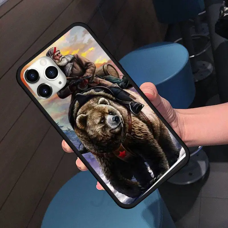 

Russia bear cool fierce Phone Case For iphone 7 8 12 11 XR XS pro Max Mini plus Soft silicone cover shell funda