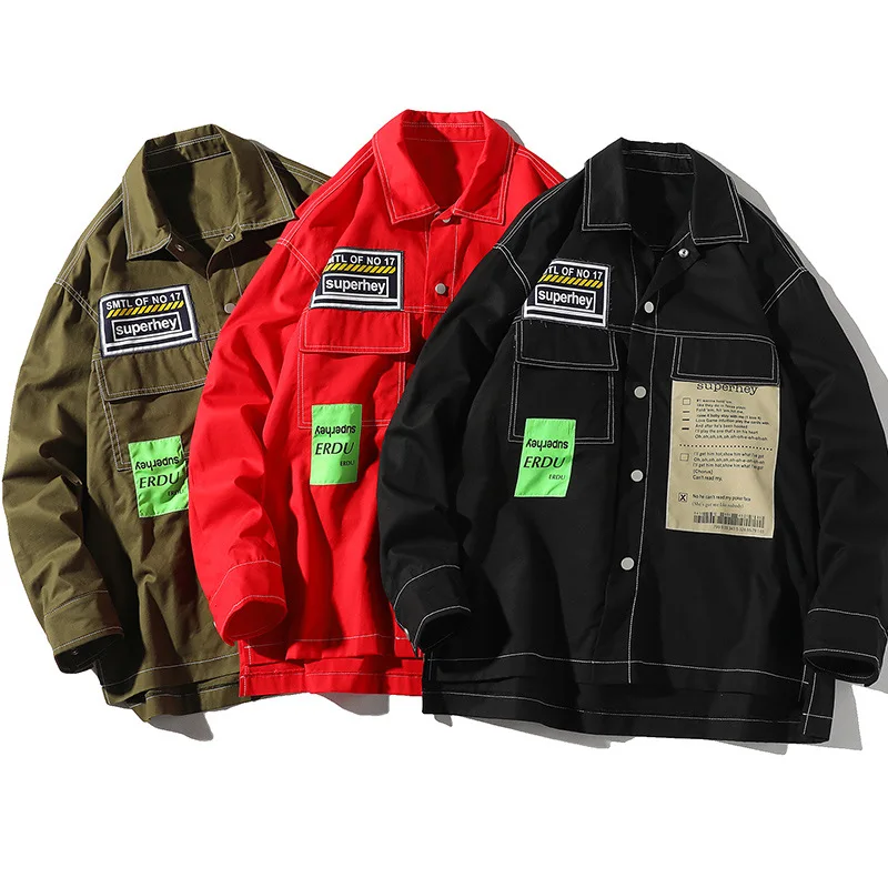 Куртка карго Мужская однотонная уличная одежда пальто с длинным рукавом в стиле