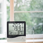 HTC-2 цифровой измеритель температуры и влажности с ЖК дисплеем, метеостанция с будильником и внешним зондом 1 м
