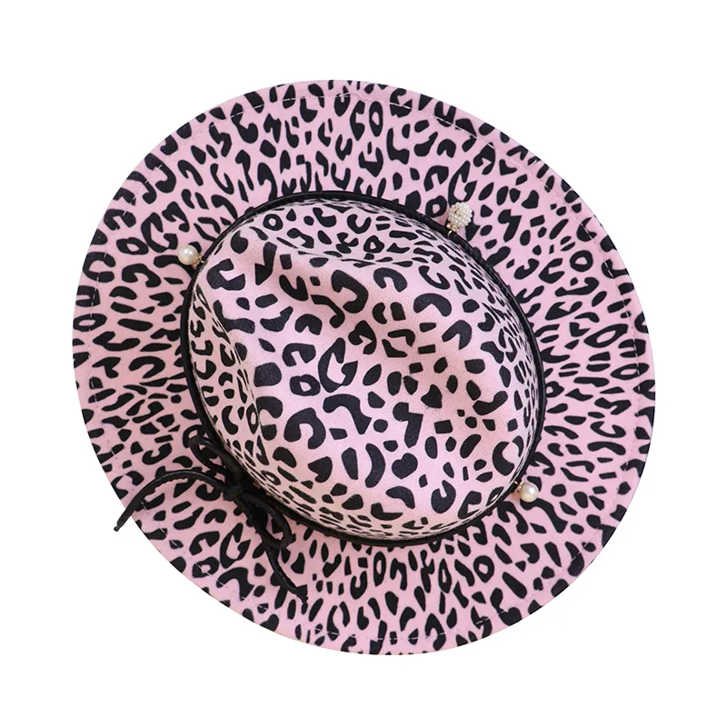 

Leapord print fedora jazz hat Unisex fedoras fashion hats for women and men church hat rock hat star rock fedoras hat