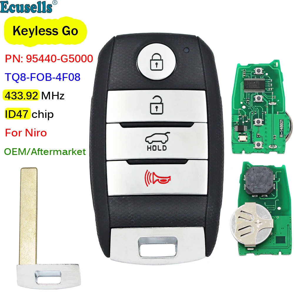 

OEM 95440-G5000 Keyless-Go Smart Remote Key FSK 433,92 МГц чип ID47 для KIA Niro Touring LX EX 2017 2018 2019 TQ8-FOB-4F08