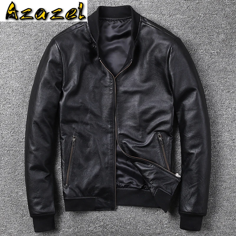 

Flight Mans Cow Leather Jacket Coat Black Genuine Leather Jackets XXXXL Real Cowhide Coat Jackets For Men Clothing Brand AA15