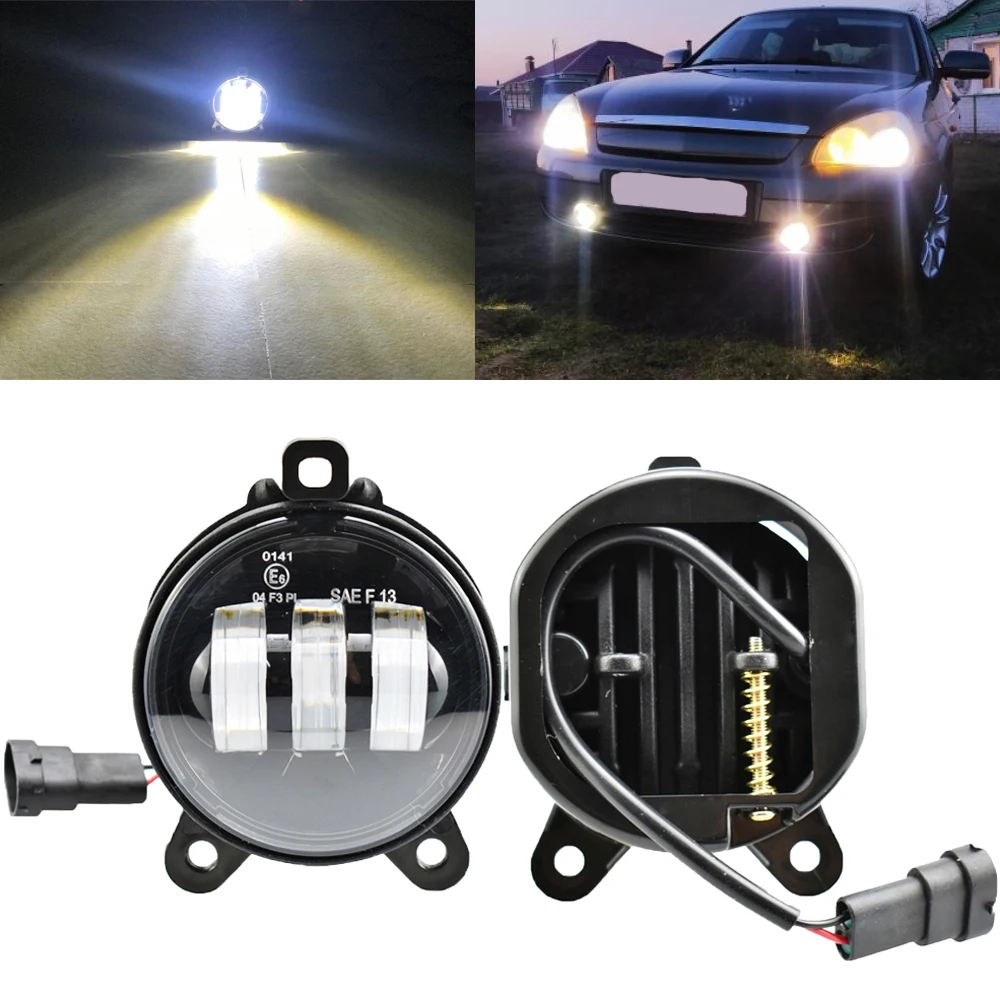 

1Pair Round Led Fog Lights driving light for lada Priora for Gazelle Russia cars fog lamp foglamps