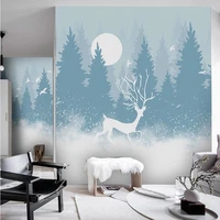 custom photo wallpaper nordic hand painted forest elk bird 3d mural childrens room background wall paper decor papel de parede