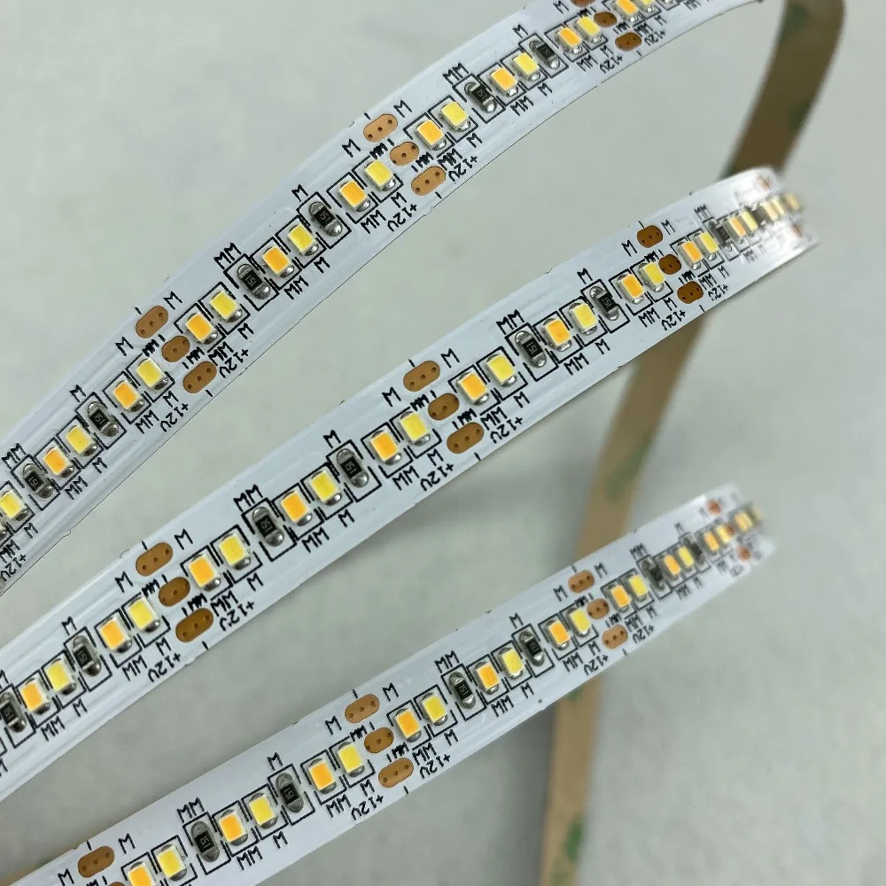 2216 SMD 240 светодиодов/м 12 В/24 В светодиодный двойной цвет CCT Регулируемая Гибкая полоса; 5 м длиной; 120 Вт; белая печатная плата; не водонепроницаемый; IP33