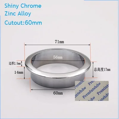 Zinc Chrome 60mm 4 шт./лот Матовый Черный Хром Цинк пластиковый настольный втулка фланец кабельный выход аккуратная Заглушка с отверстием для проводов щетка управления - Цвет: Zinc Chrome 60mm