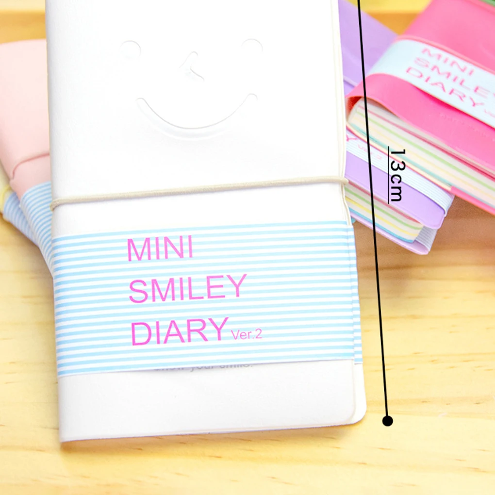 ZHUTING очаровательные улыбающееся лицо кожаный чехол эластичные ленты цвет насыщенный внутри страницы мини дневник записные книжки цвет случайный