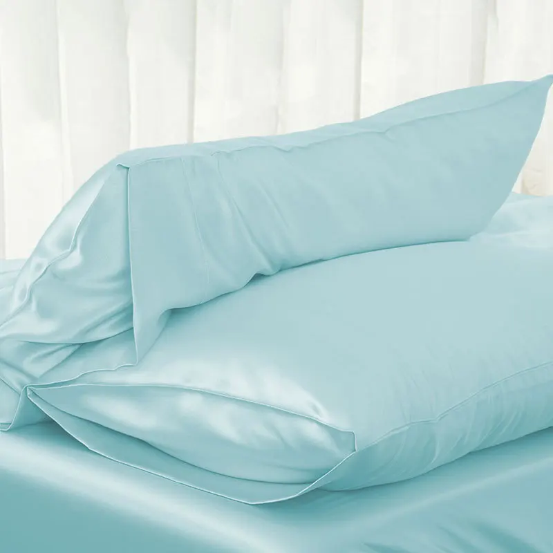 Light Blue AU 1 шт. роскошный шелковистый Атлас Подушка Чехол однотонные Цвет Стандартный королева Подушка Чехол шелковая подушка чехол - Цвет: Light Blue