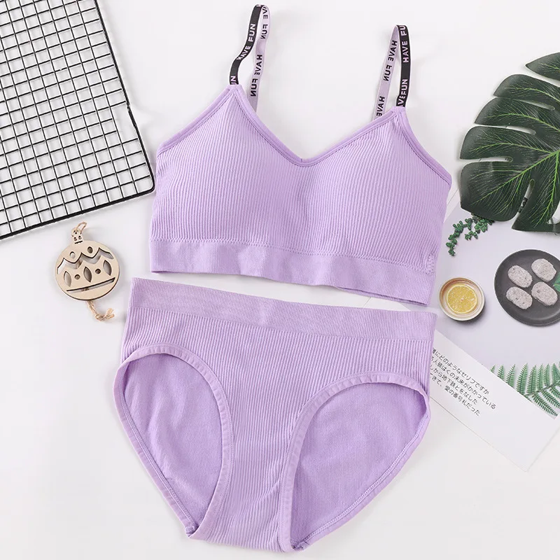

Sexy Women Bra Panties Set Push Up Bra Top Sport Set Letter Seamless Active Bra Female Lingerie Set Fitness Crop Top Underwear