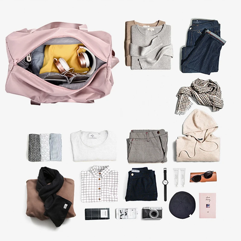 Women Training Handbags Female Short-Distance Duffel Package Large Capacity Folding Storage Fitness Waterproof Bag Waterproof