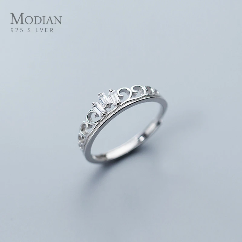 Modian классический Ослепительная Куб Циркон Кольца в форме короны для женщин из
