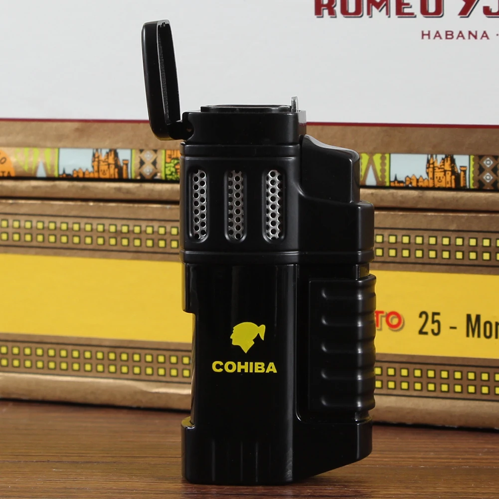 COHIBA зажигалка для сигар ветрозащитная 4 струйная сигарет Карманный уличный