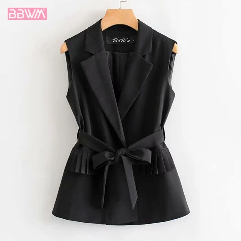 2019 Новые платья с V-образным вырезом без рукавов Профессиональные черные женские