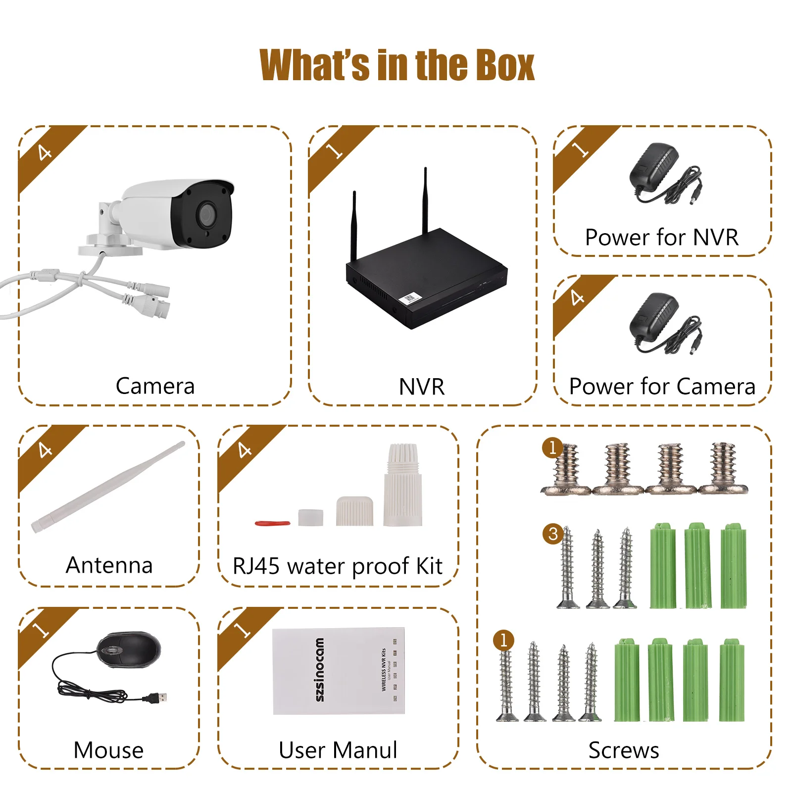 

3MP Wireless Security Camera System, 8CH NVR 4pcs Wireless Security Cameras System with Color Night Vision, AI Human Detection