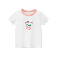 HT Summer New 2021 Girls T Shirt Fashion Print Fruit Knowledge Kids Cotton Short Sleeve 2-8Year Big Children Tee Tops