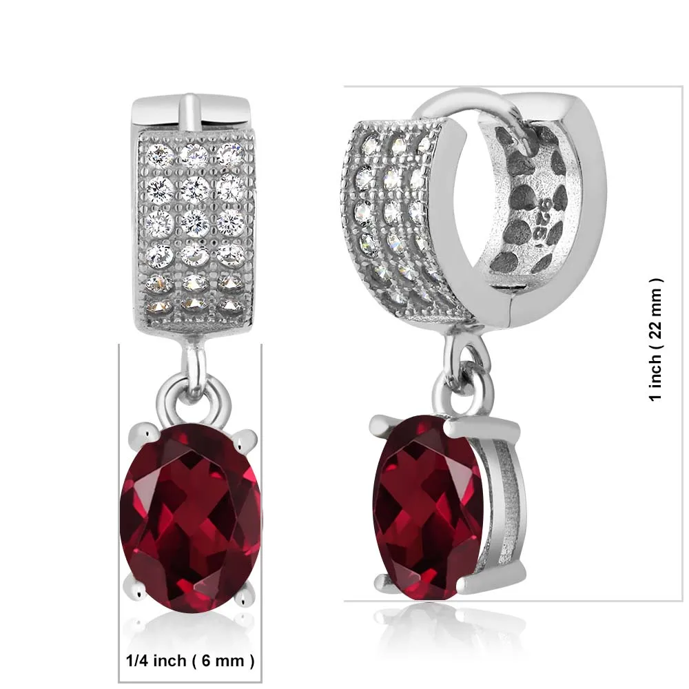 Серьги-подвески из стерлингового серебра 925 пробы с красным родолитом и гранатом