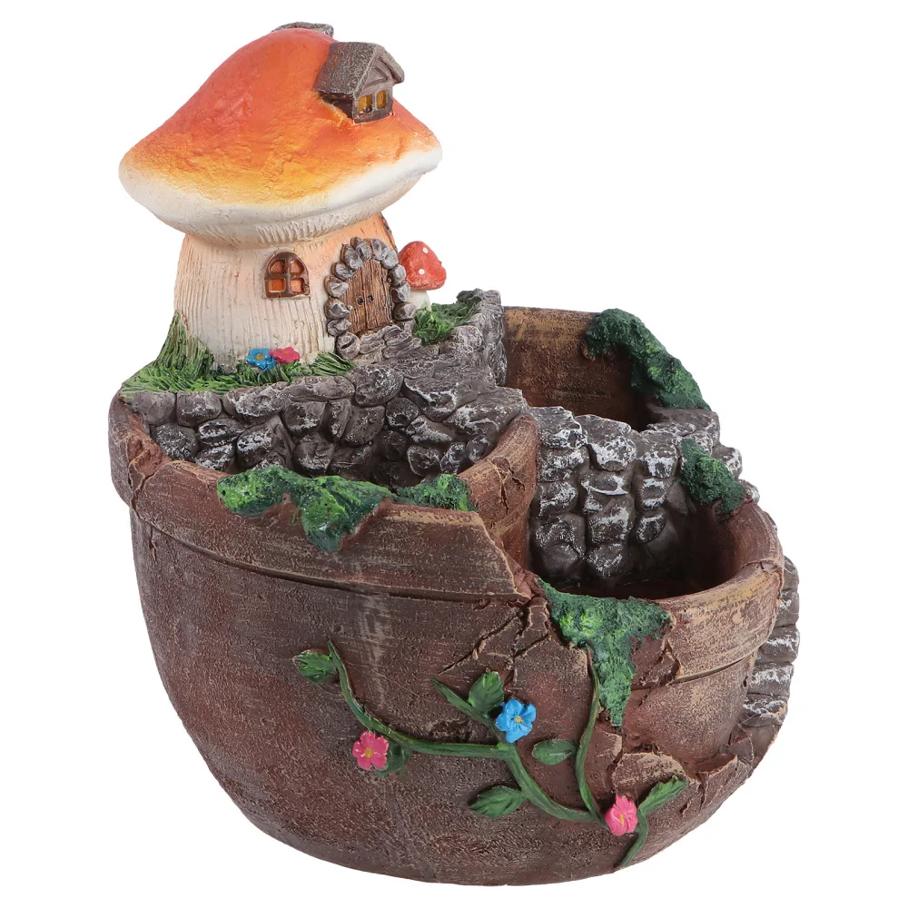 

1Pc Natural Idyllic Plants Pot Unique Resin Flowerpot Home Decor Light Brown