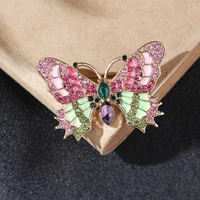 colorful enamel retro butterfly rhinestone crystal brooch pin elegant charm rhinestone colorful insect vintage fashion gifts