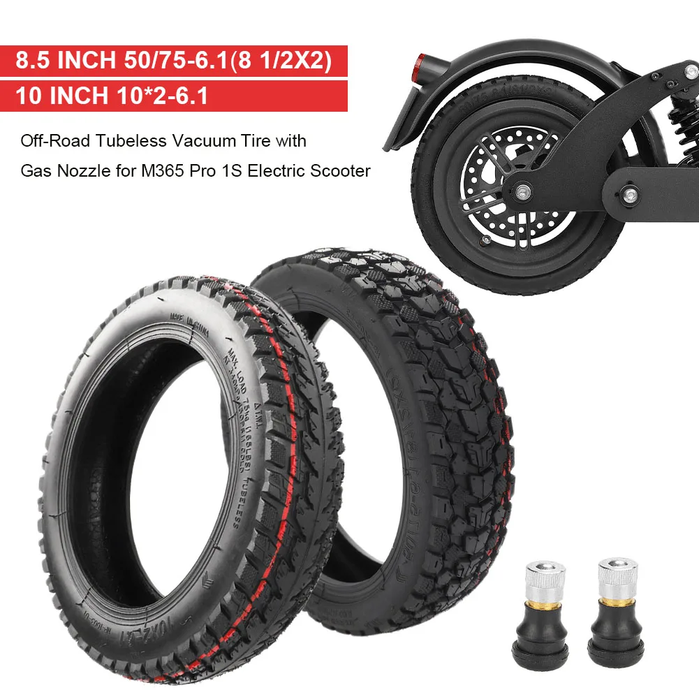 8.5/10 Inch Wheels for Xiaomi M365/Pro/1S Off-Road Tubeless Vacuum Tire With Gas Nozzle 8 1/2x2 Durable Electric Scooter Tyre