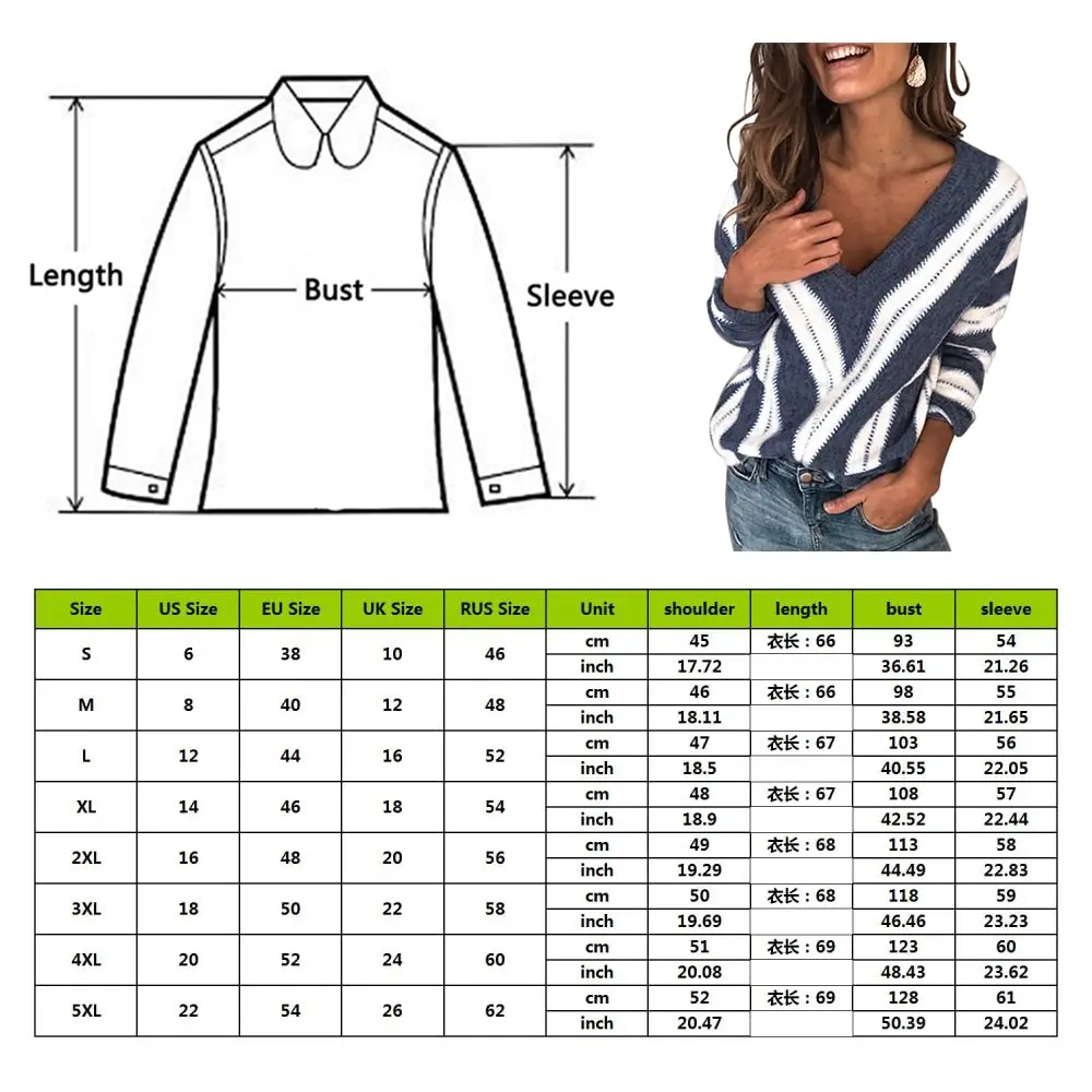 

Sweaters Pull Femme Mujer 2020 Autumn Winter Women Striped Knit Jumpers New Long Sleeve Knitwear Fashion Vintage V Neck Tops