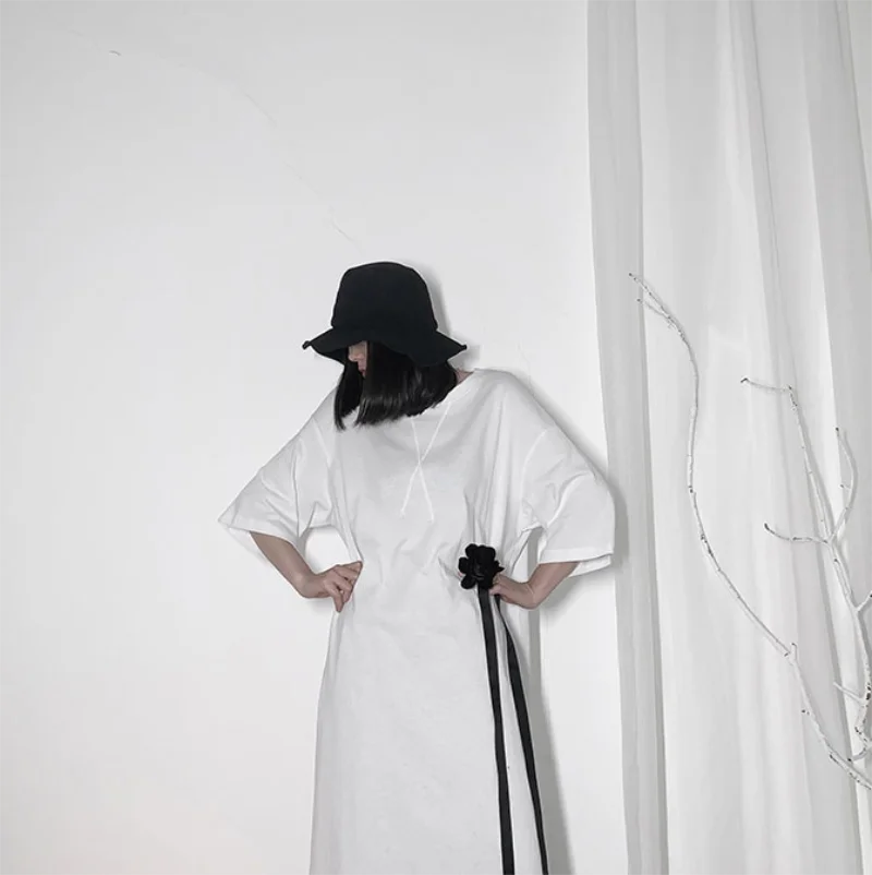 Женские новые летние круглый воротник сплошной цвет с длинными разрезами