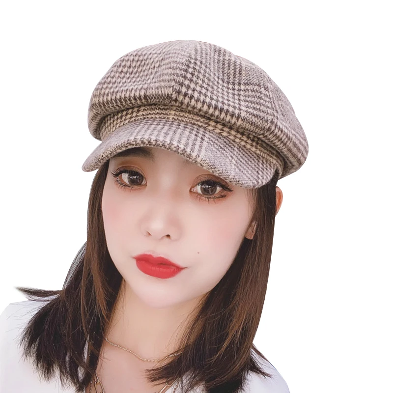 

Fashion autumn and winter women beret hat wild octagonal hats age reduction and warmth short brim soft knitted beret hats