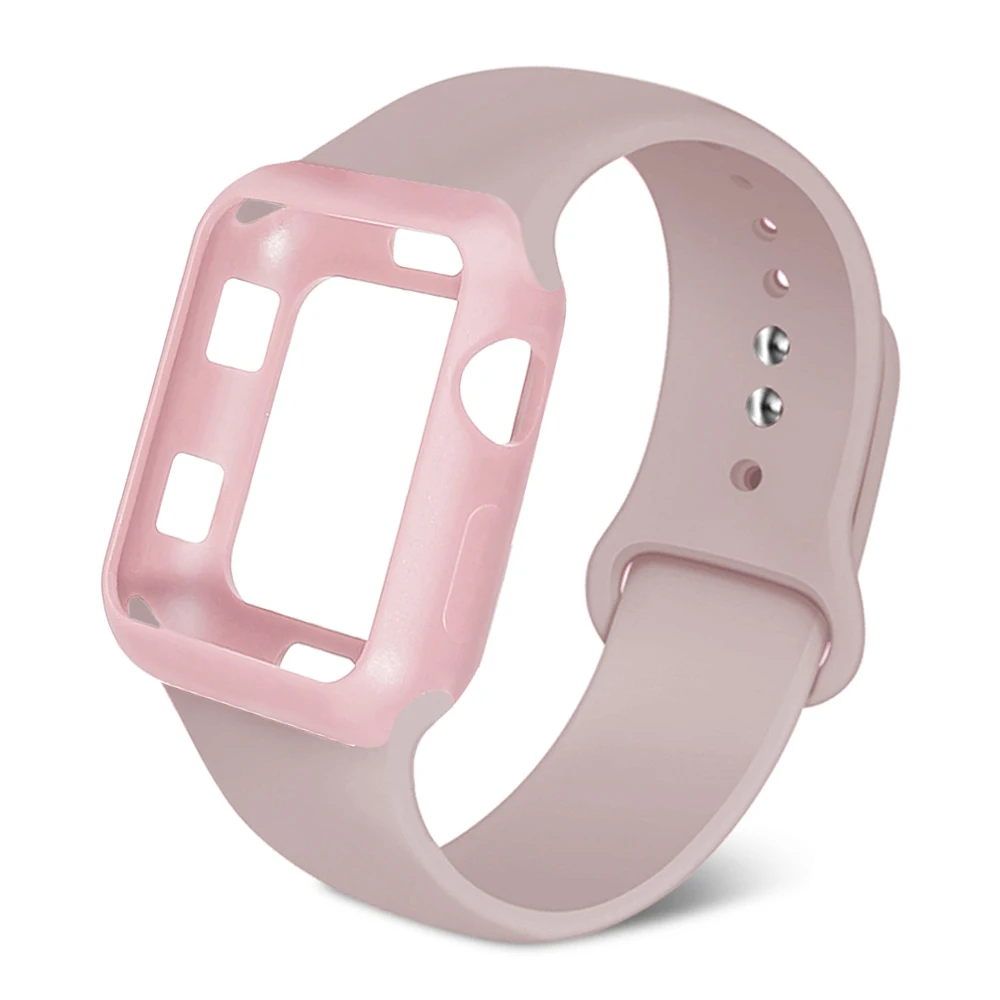 MU SEN Спорт Силиконовый ремешок для apple watch серии 4/3/2/1 заменить браслет для наручных часов Watchstrap для apple watch 42mm 38 мм - Цвет ремешка: Sand powder