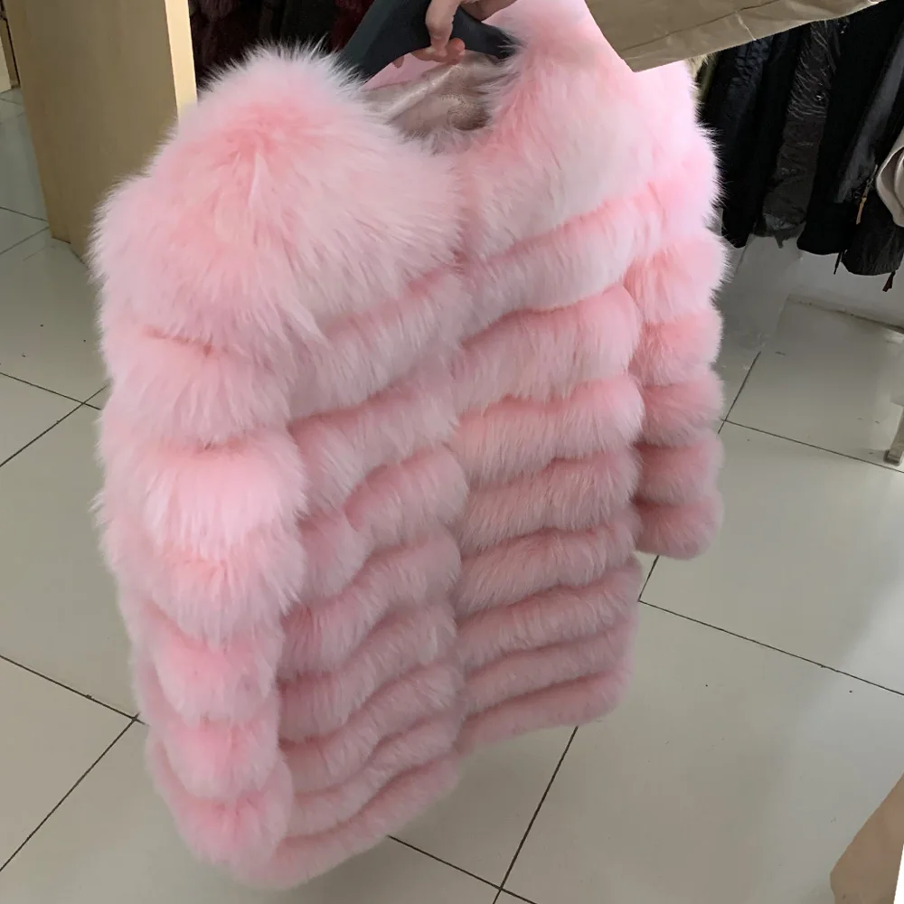 long coat-12 Maomoackong2019 модная новая стильная куртка с натуральным лисьим мехом, Тонкая зимняя женская куртка с круглым вырезом и натуральным мехом, кожаная жилетка для девочек - Цвет: long coat-12