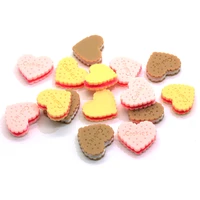 50100pcs kawaii resin heart cookies sandwich food charms pendant jewelry making accessory phone case decor diy scrapbooki