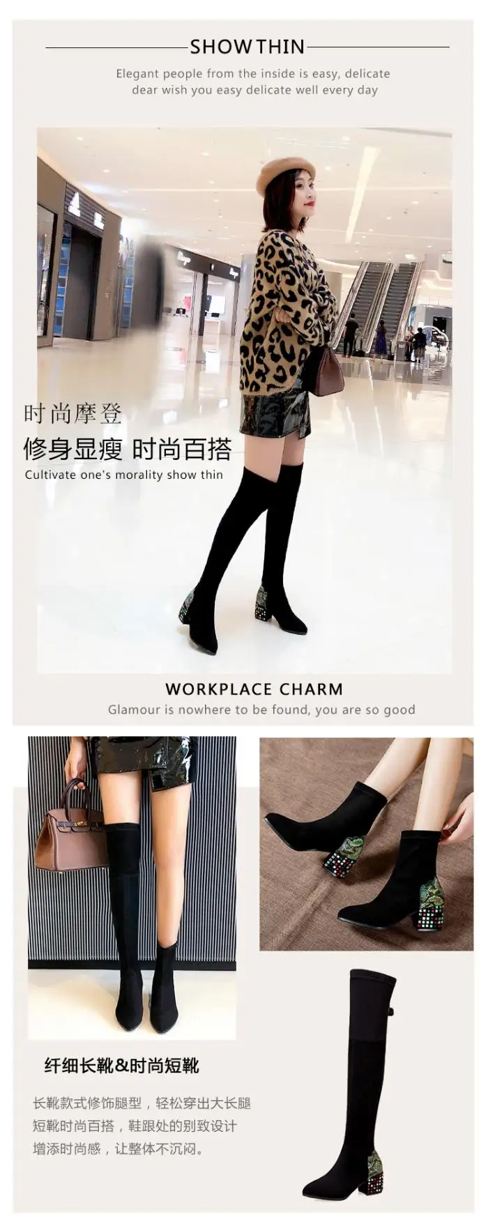 Bootee/женские резиновые сапоги г. Пикантные зимние сапоги до бедра на высоком каблуке на молнии женские ботинки с круглым носком для дождливой погоды