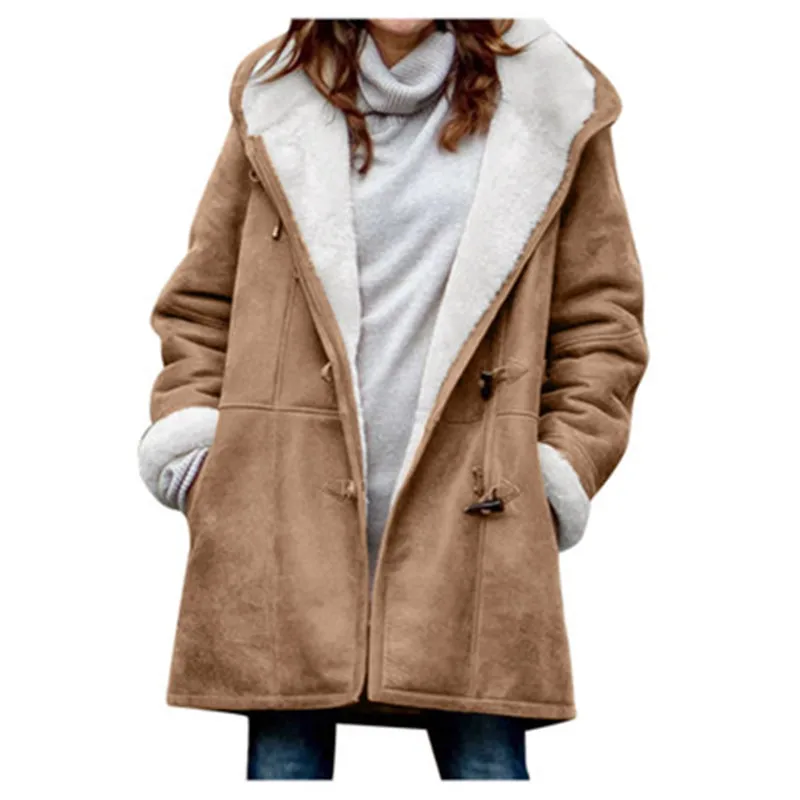 

Winter Women's Warm Cotton Jacket Female Loose Large Size Long Velvet Jackets Hooded Parks Lady Outwear Overcoat Mujer Chaqueta