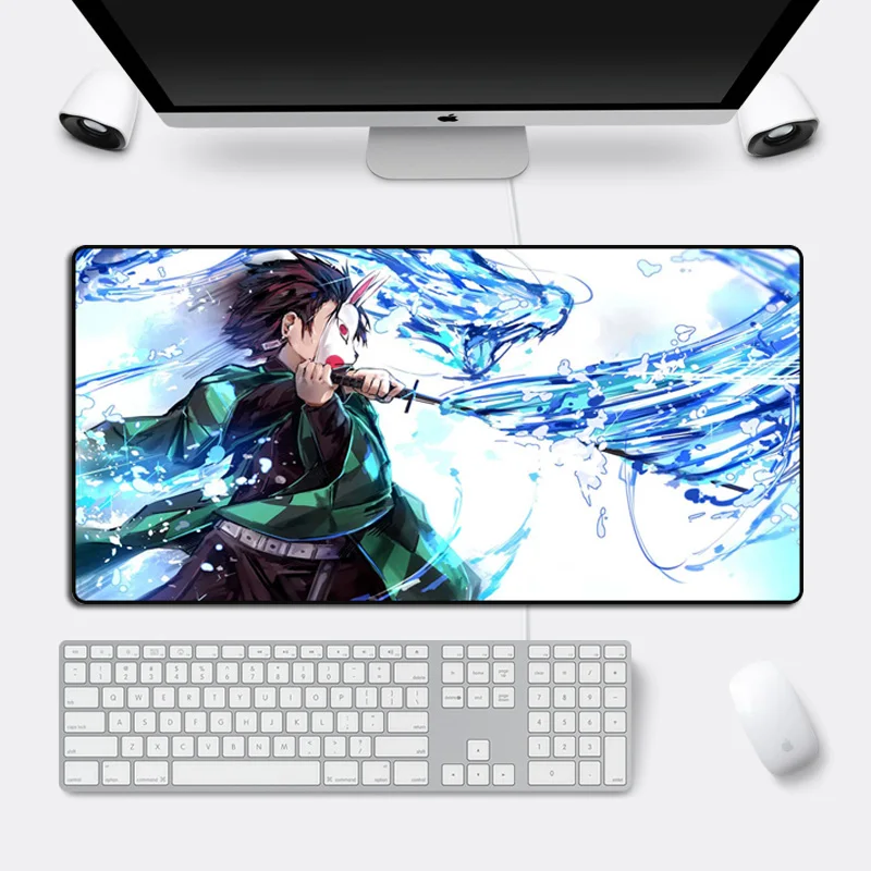 

Large 60x30cm Anime Mouse Pad Demon Slayer Kimetsu no Yaiba Gaming MousePad Gamer Locking Edge Otaku Laptop Desk Computer Mat
