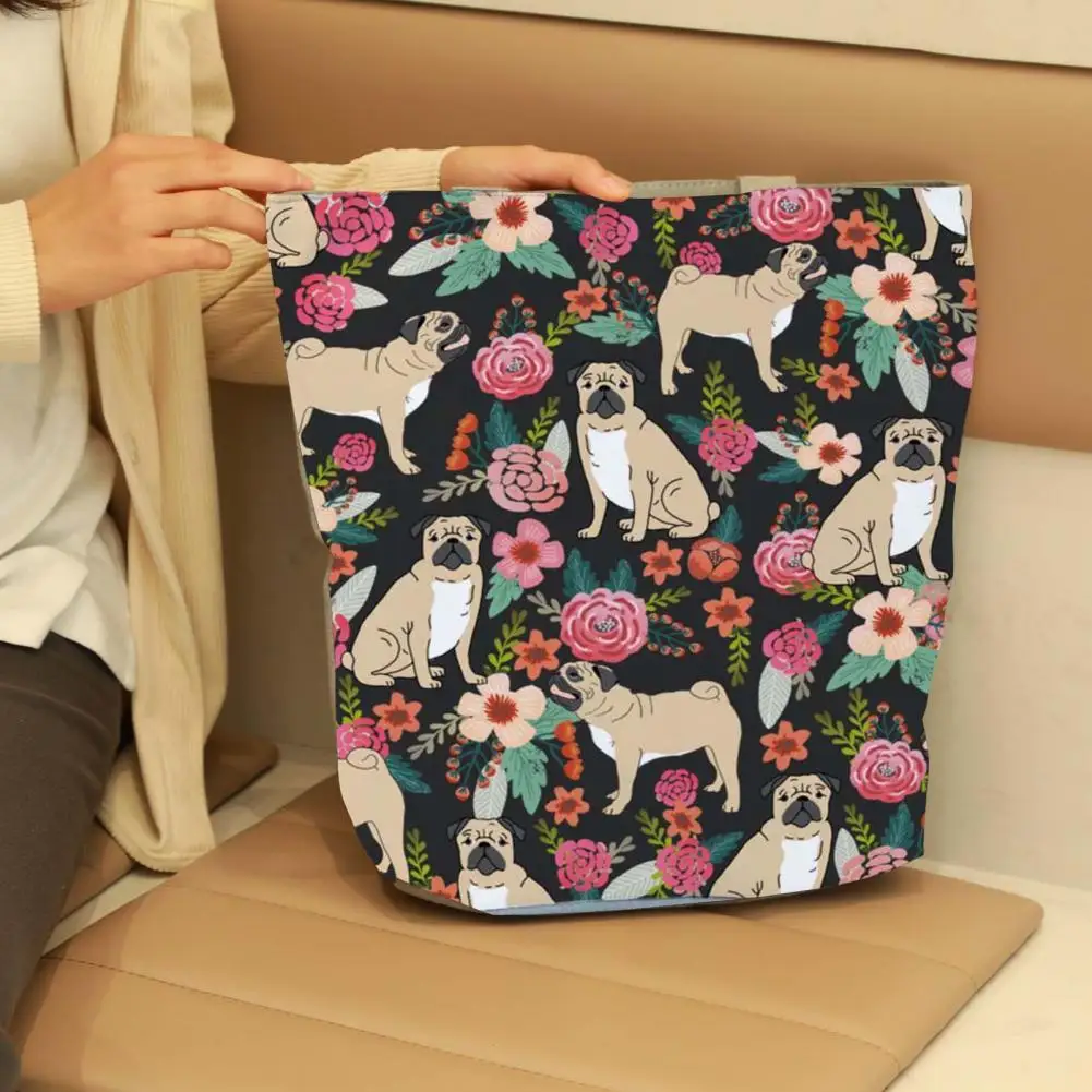 

Great Craftmanship Durable Fabric Shoulder Bag Double Handles Cute Puppy Print Large Capacity Top-Handle Bag for Daily Life